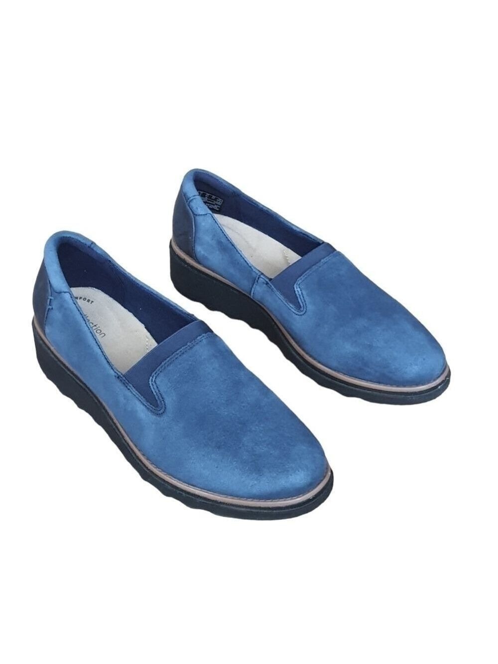 Clarks Ultimate Comfort Sharon Dolly Blue Suede Loafer Shoes Size 6.5M
